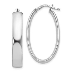 6mm Polished Oval Hoop Earrings in Sterling Silver, 33mm (1 1/4 in)